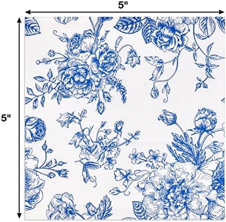 Blue And White Floral Napkins 10x10 Disposable Party