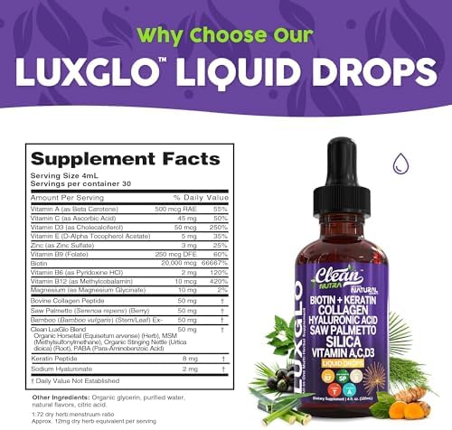LuxGlo Biotin Collagen Skin Hair Nails Drops