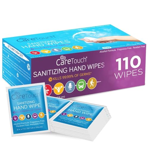 Care Touch Hand Sanitizer Wipes - 110 Pack Travel Size