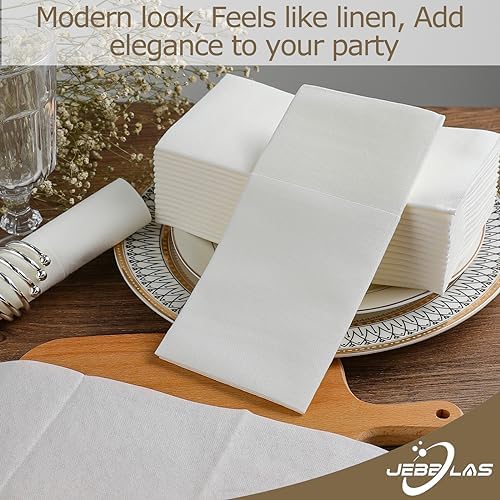 JEBBLAS Disposable Napkins with Built-in Flatware Pocket 50 Count