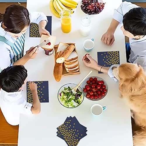 100PCS Blue Party Napkins with Gold Dots for Events