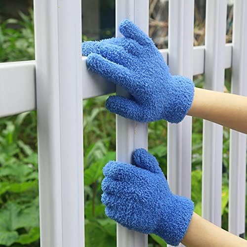 Evridwear Microfiber Dusting Gloves 2 Pairs Blue Pink