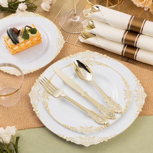75PCS Gold Plastic Cutlery Set for 25 Guests