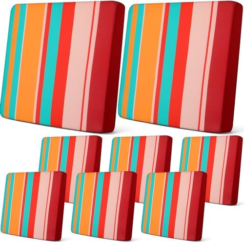 Newwiee 8 Pcs Stretchy Patio Cushion Covers