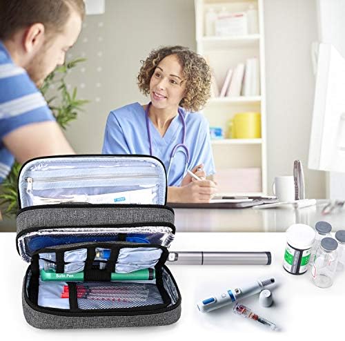 Yarwo Insulin Cooler Travel Case with 4 Ice Packs Gray