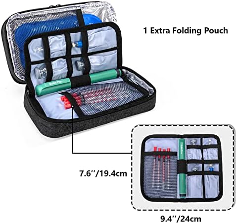 Yarwo Insulin Cooler Travel Case with 4 Ice Packs Black