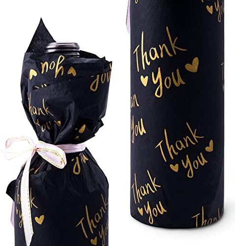 MR FIVE 50 Sheets Gold Thank You Tissue Paper Bulk
