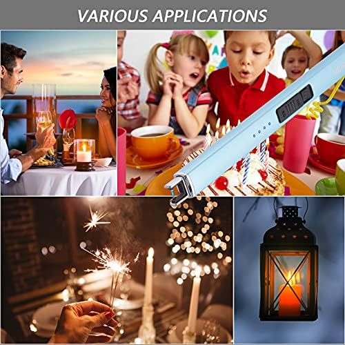 Electric Candle Lighter - Windproof Rechargeable Flameless Long Lasting Light Blue