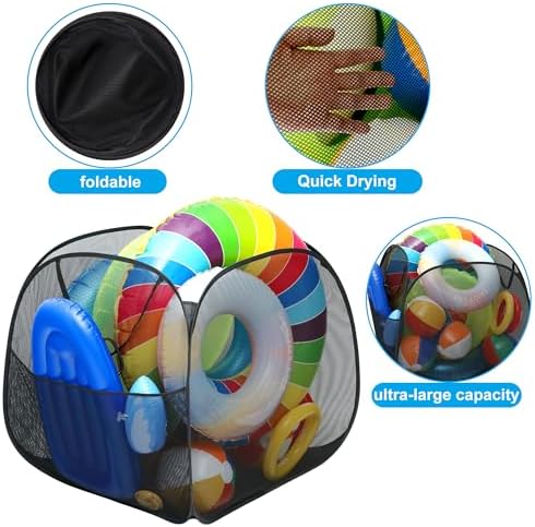 Adnee Pool Toy Storage Bin 30x30x30 Nylon Mesh Organizer