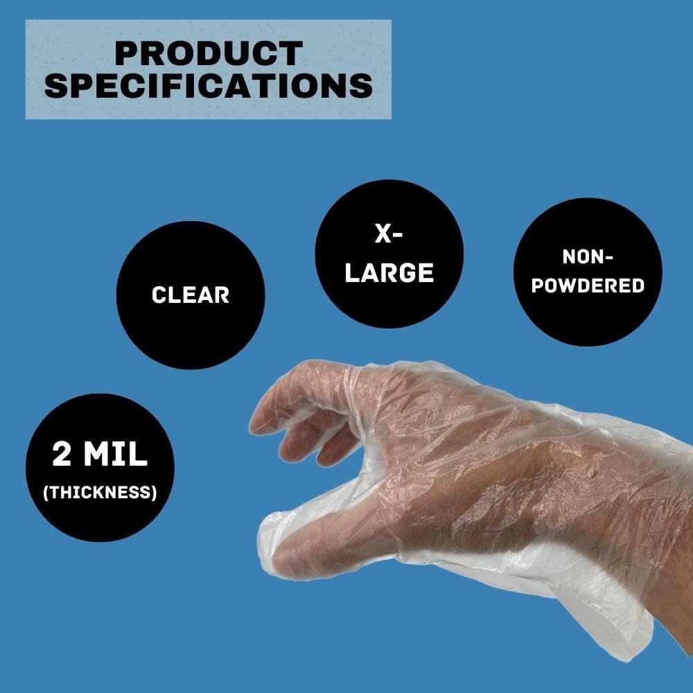 Disposable Food Gloves 2000 Pack Clear X-Large 20 Mil
