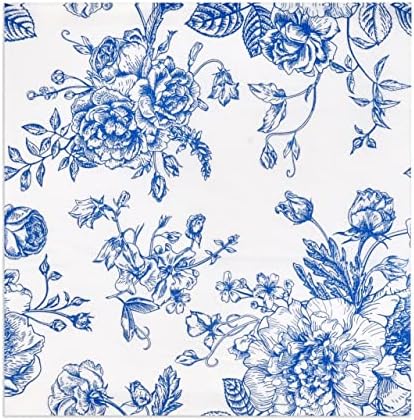 Blue And White Floral Napkins 10x10 Disposable Party