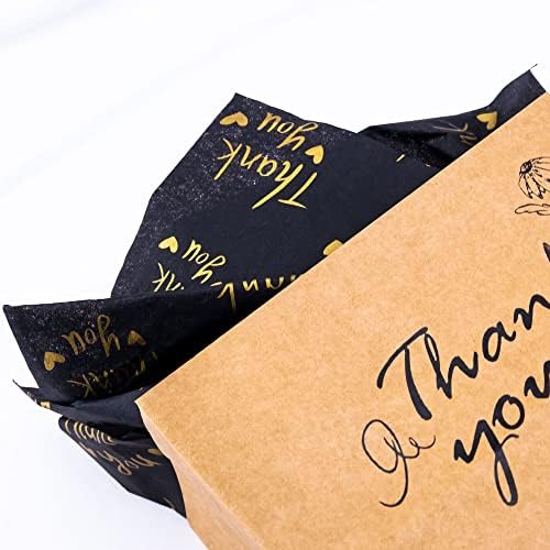 MR FIVE 50 Sheets Gold Thank You Tissue Paper Bulk