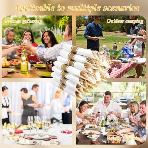 Supernal 120 Piece Gold Plastic Cutlery Set with Napkins