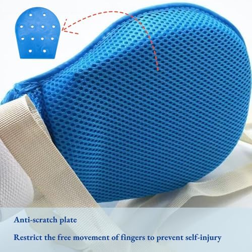 Dementia Restraint Gloves 2 Pack Safe Anti-Scratch Mitts for Elderly Care