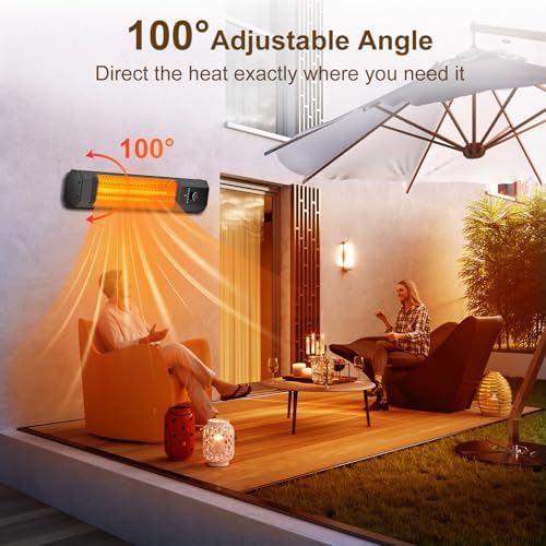 BIESQYA Outdoor Wall Mounted Heater with 9 Heat Levels and Remote Control