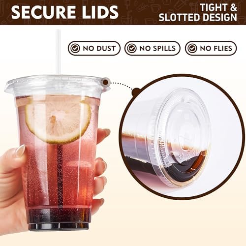 YEEHAW 16 oz 100 Pack Iced Coffee Cups with Lids