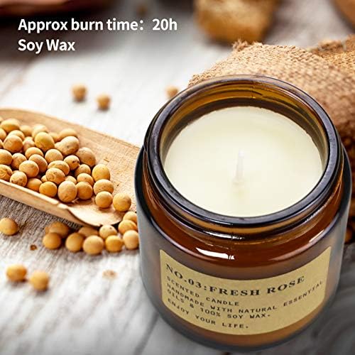 6 Pack Amber Jar Soy Candles Gift Set for Women