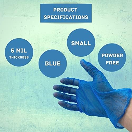 Disposable Vinyl Gloves Blue Small 5 Mil 2000 Pack
