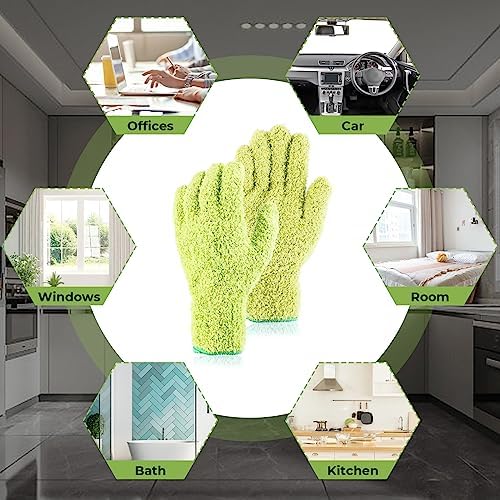 Sibba 2pcs Microfiber Dusting Mitt Gloves for Cleaning