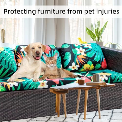 8Pcs Stretch Floral Leaf Cushion Covers for Outdoor Furniture