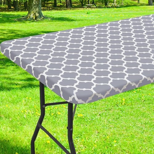 Smiry Rectangle Picnic Table Cover Waterproof Elastic Fit 36x60 Inches Grey