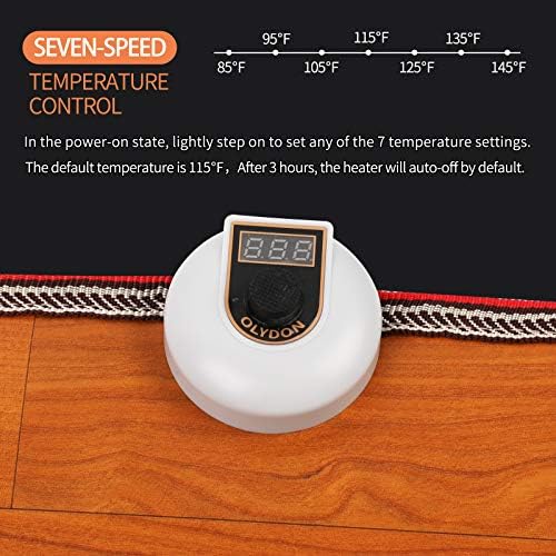 OLYDON Heated Floor Mat Under Desk - 110v Toes Warming Heater