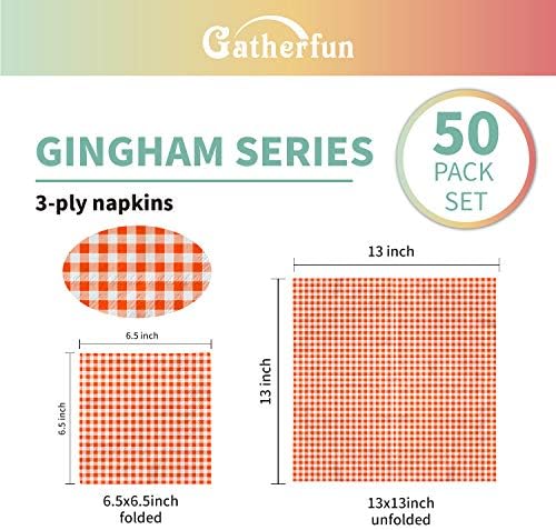 Gatherfun 3-Ply Gingham Napkins 50 Pack 65X65 In