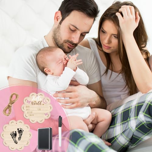 Thyle Baby Announcement Wooden Sign with Marker Pen and Ink Pad