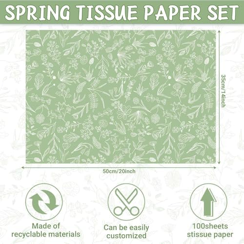 Bolsome 100 Sheets Wildflowers Tissue Paper for Boho Decor