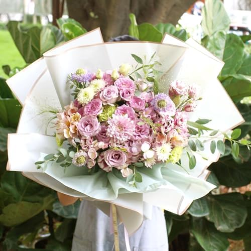 20 Sheet Waterproof Flower Wrap Paper - White Gold Edge