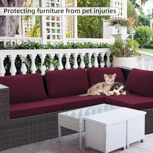 8Pcs Stretch Wine Red Patio Cushion Covers