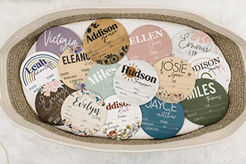 Personalized Birth Stat Sign for Newborn Baby Soft Pink Flowers Design