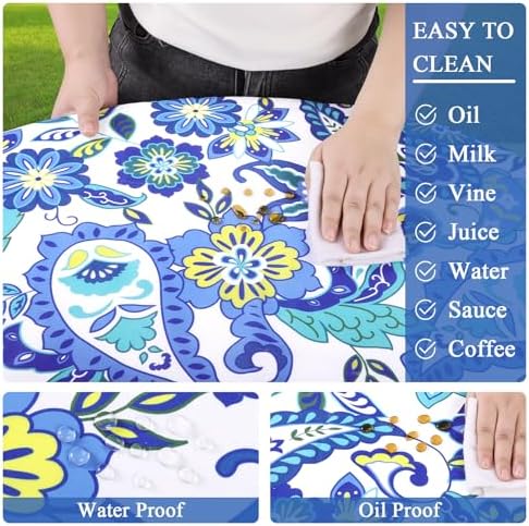 Vaukki Waterproof Zippered Tablecloth for 36-44 Inch Round Tables