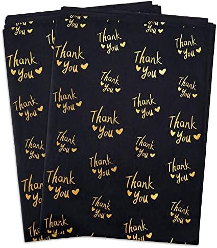 MR FIVE 50 Sheets Gold Thank You Tissue Paper Bulk