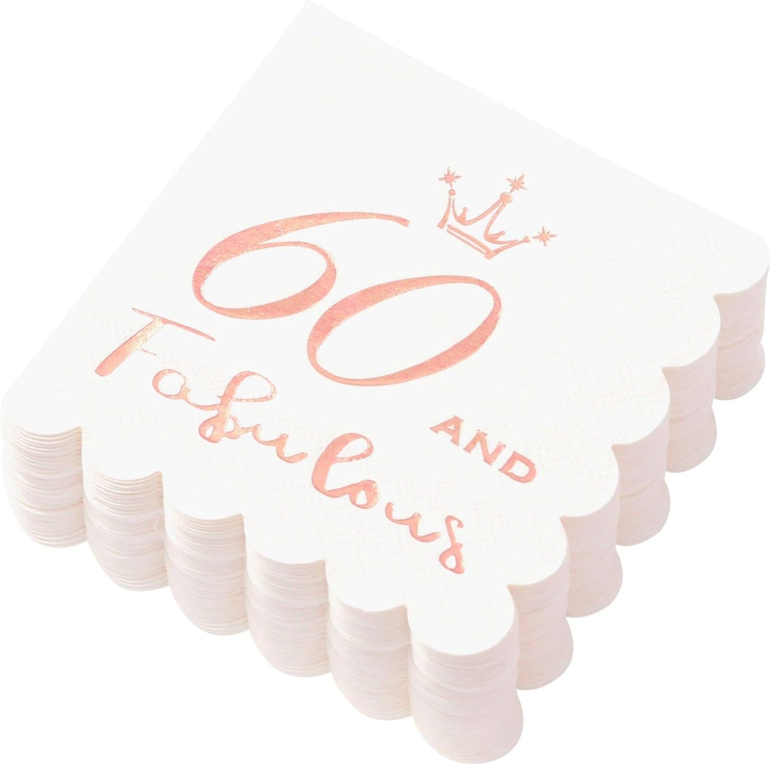 60 and Fabulous Cocktail Napkins Rose Gold