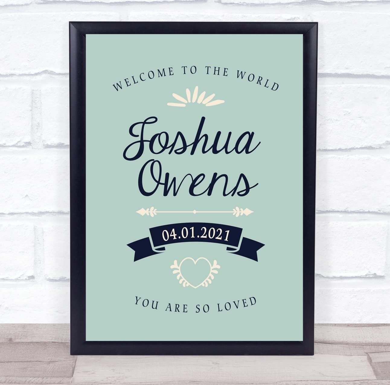 New Baby Birth Details Christening Nursery Typographic Print Gift
