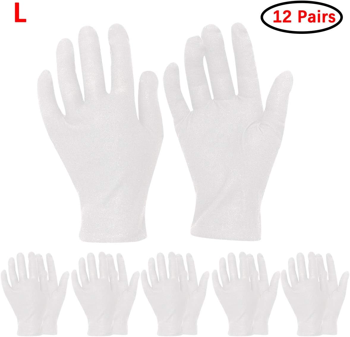 Renvena Cotton Gloves 12 Pairs Moisturizing Eczema Friendly