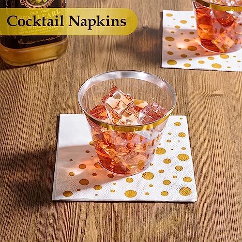 Vplus 200 Pack Gold Cocktail Napkins 3 Ply