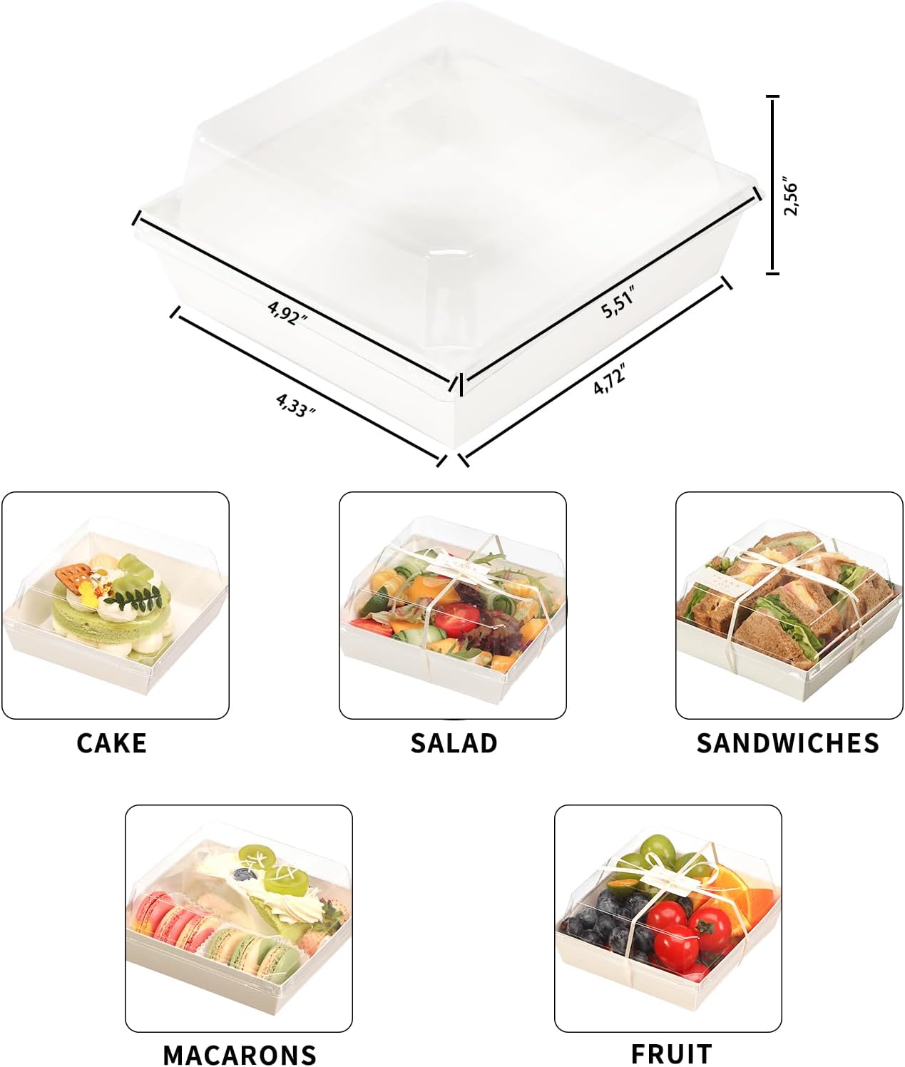 50 Pack Small Charcuterie Boxes with Clear Lids and Sporks