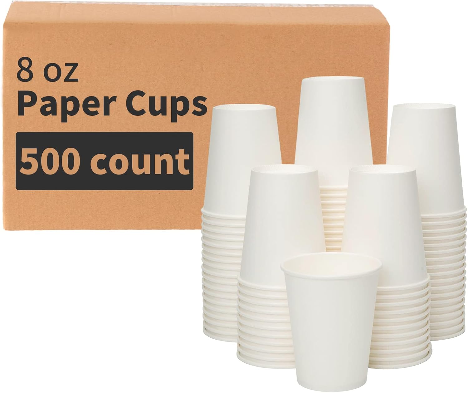 RACETOP 8 Oz 500 Pack Disposable Paper Coffee Cups