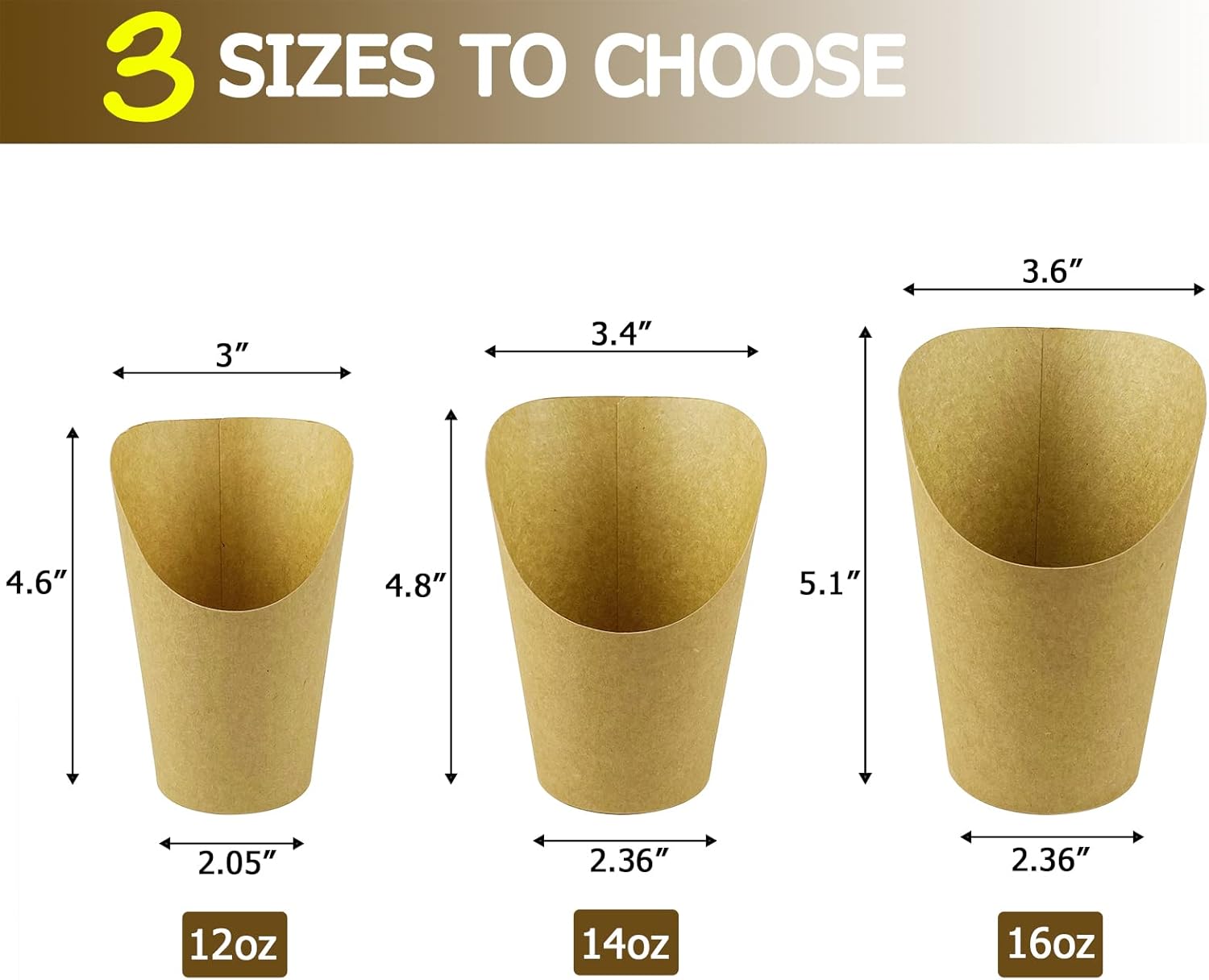 CAMKYDE 50 Pcs French Fries Holder Cups 12oz
