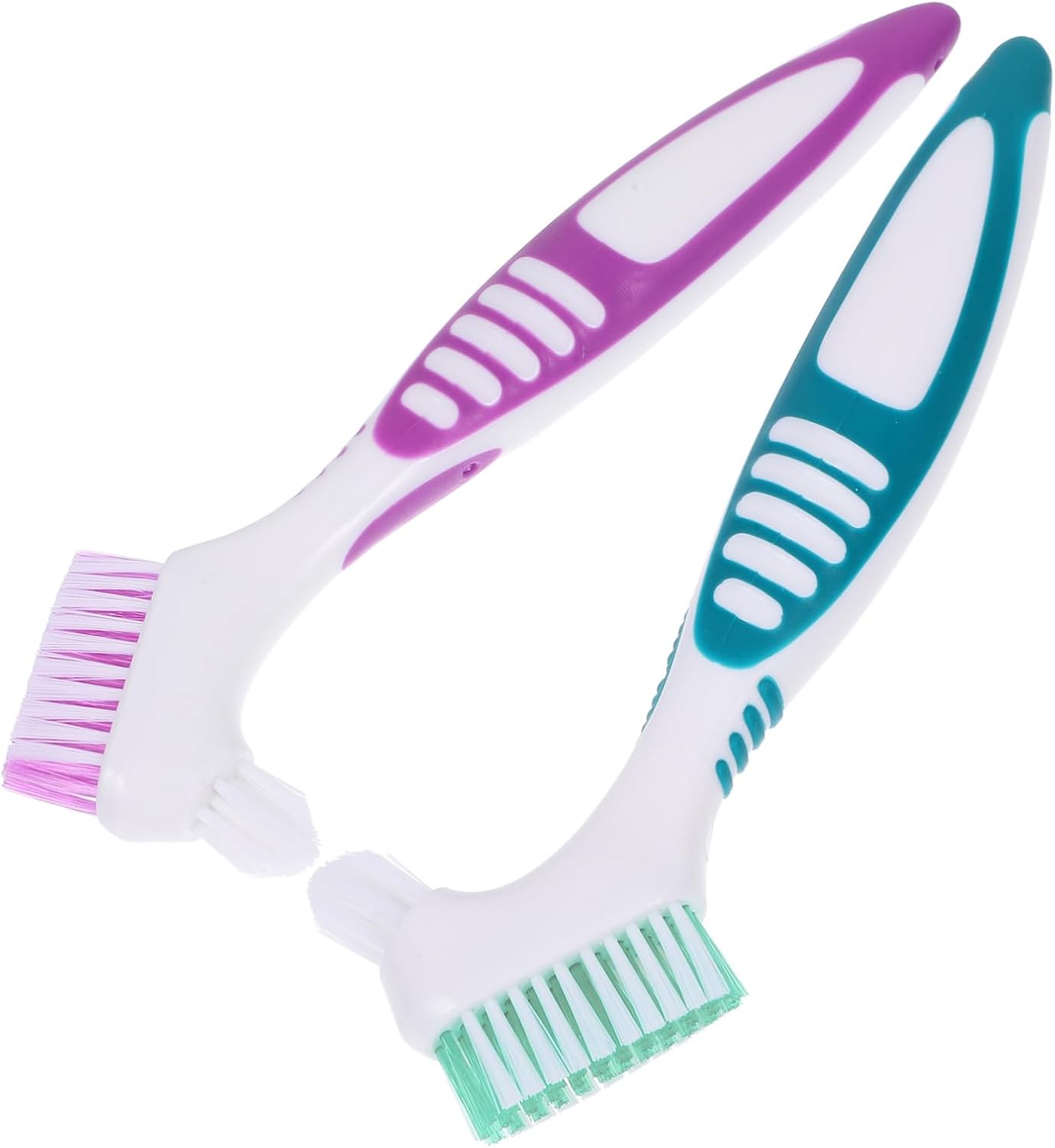 2Pcs Denture Brush Set with Ergonomic Handle and Dual-Sided Design
