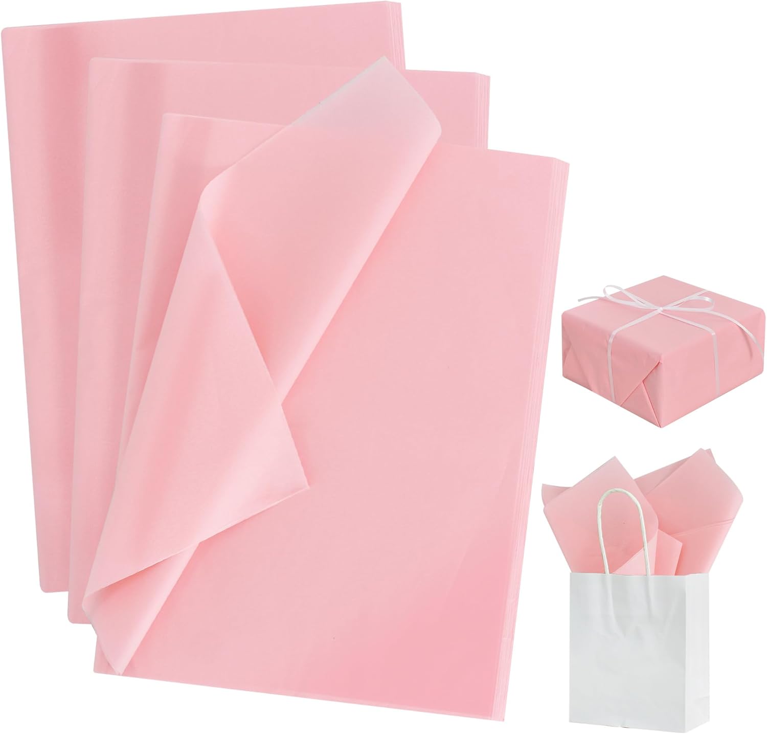 BEISHIDA 100 Sheets Pink Gift Wrap Tissue Paper