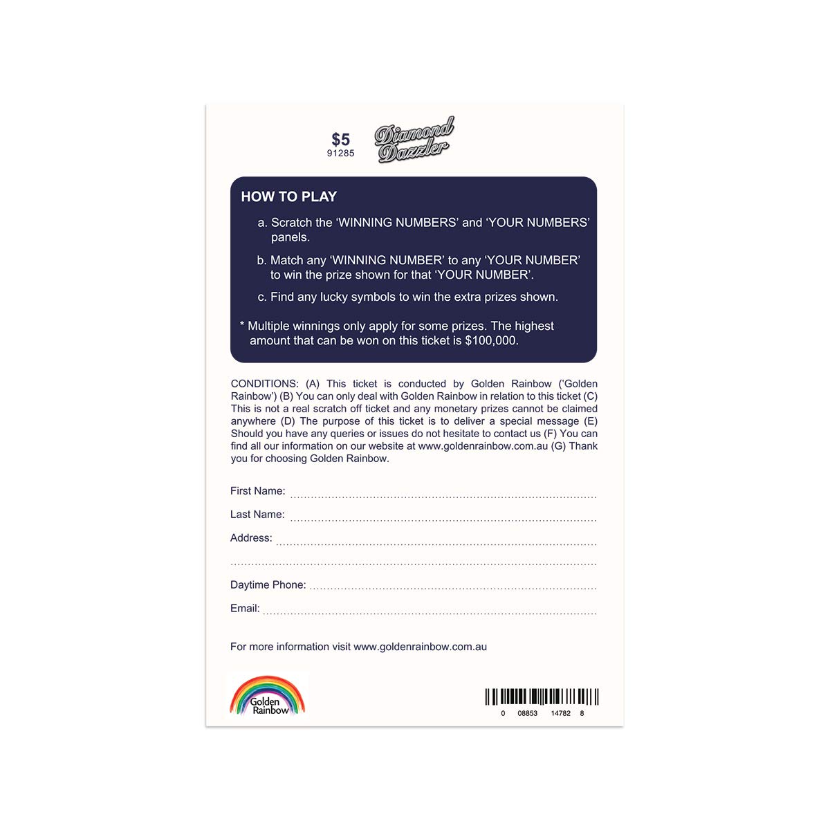 Golden Rainbow Pregnancy Scratch Off Cards 5-Pack