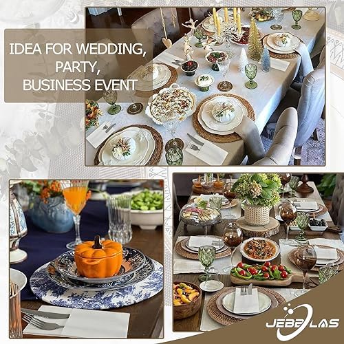 JEBBLAS Disposable Napkins with Built-in Flatware Pocket 50 Count