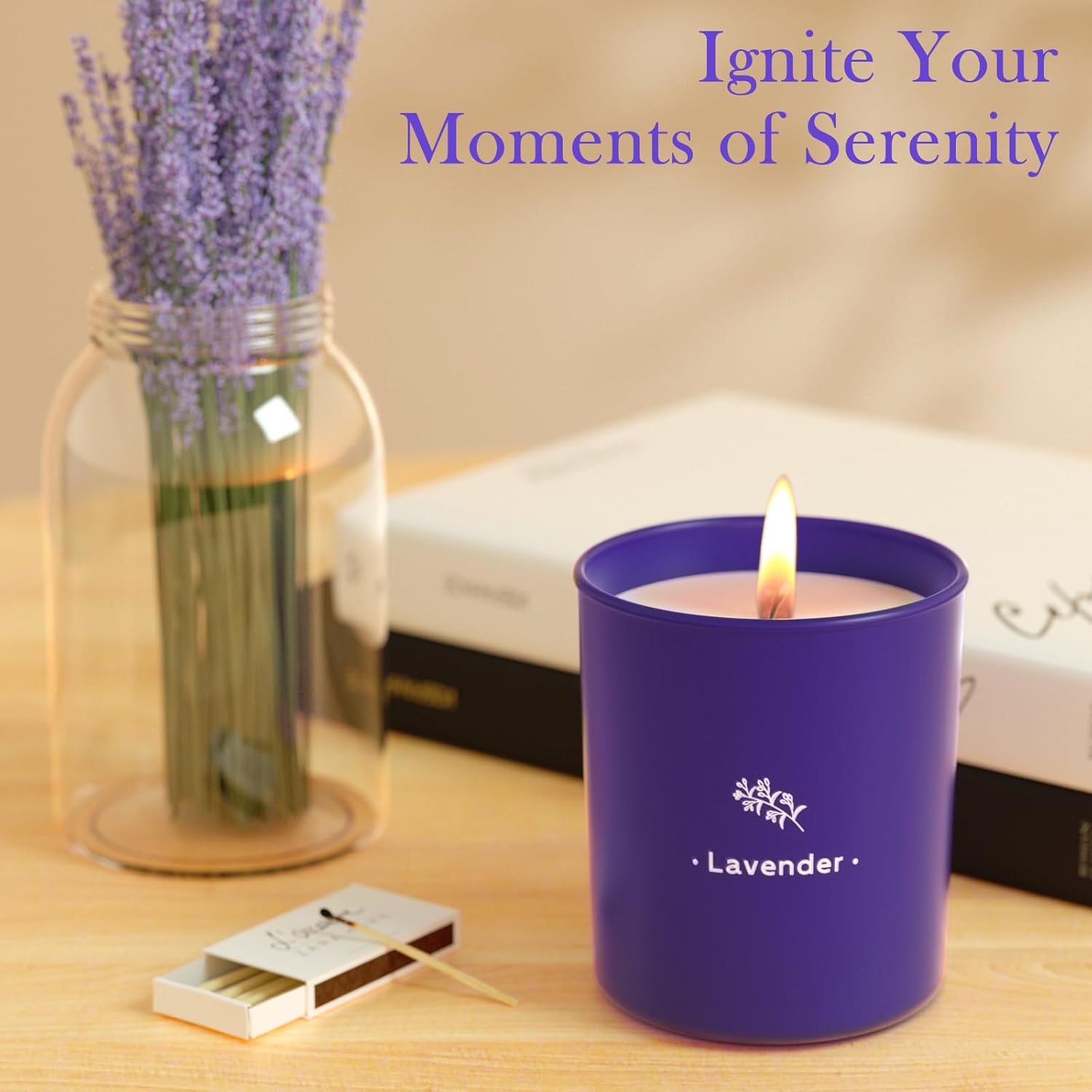 Lavender Soy Candles 8 oz Purple Jar 45 Hour Burn