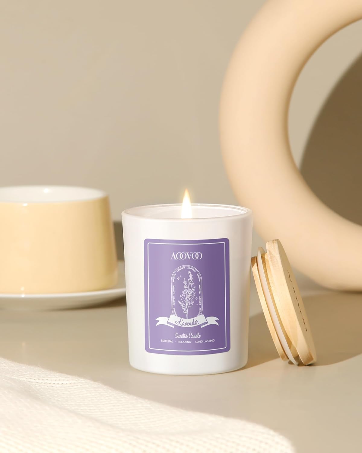 AOOVOO Lavender Scented Candles for Women with Crystals