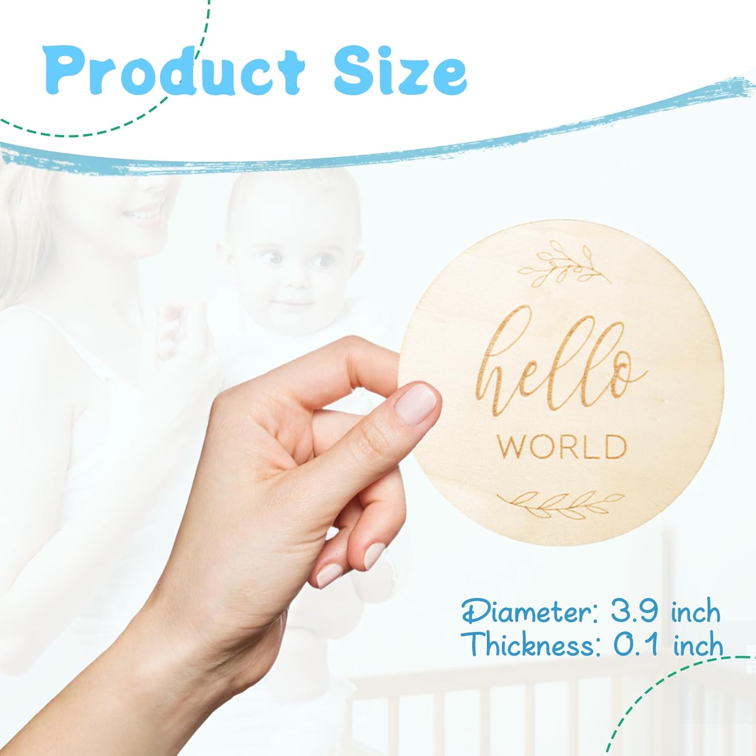 7 Piece Wooden Baby Milestone Signs with Hello World