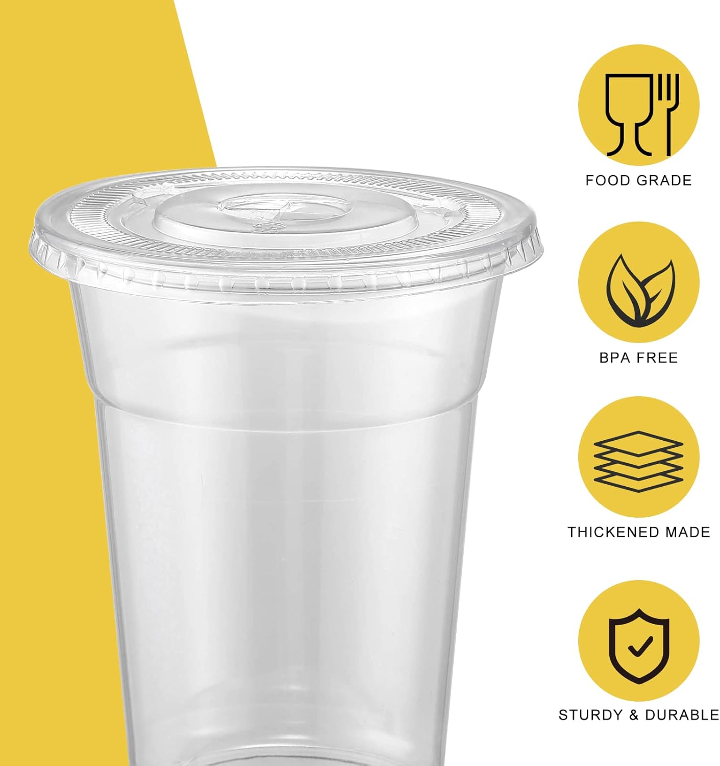 VITEVER 16oz Clear Cups with Lids Straws 100 Sets