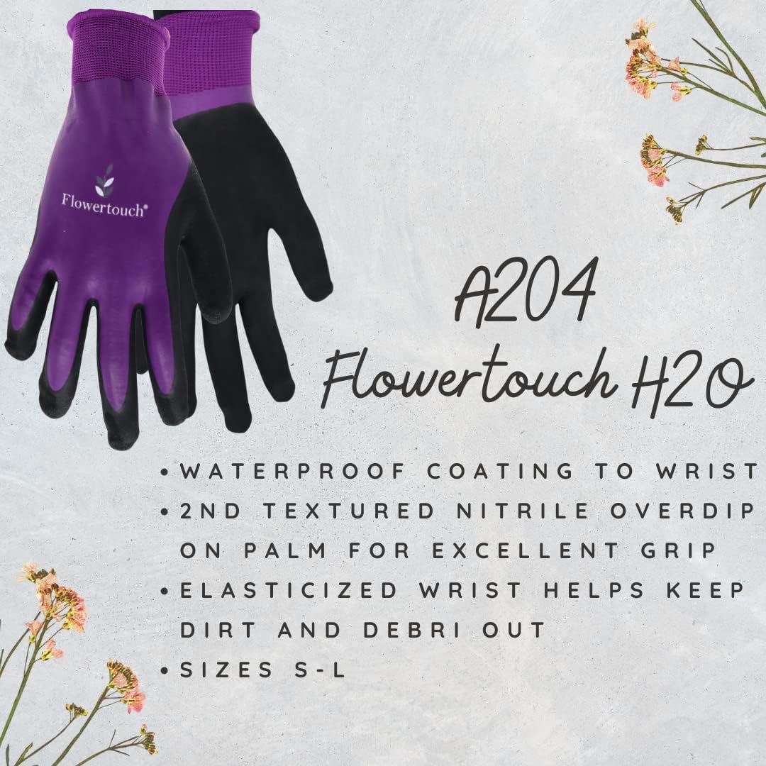 Red Steer A204 Flowertouch H2O Purple Womens Waterproof All Purpose Gloves